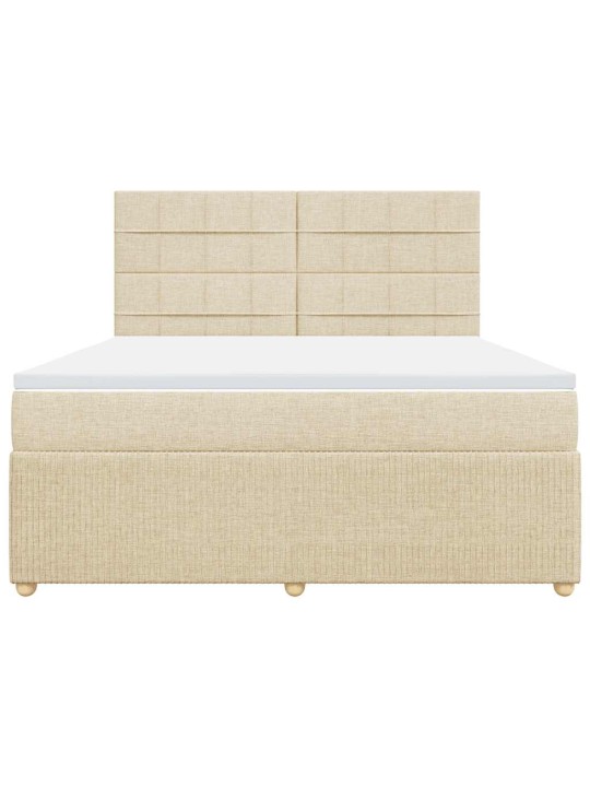 Box spring postel s matrací krémová 180x200 cm textil