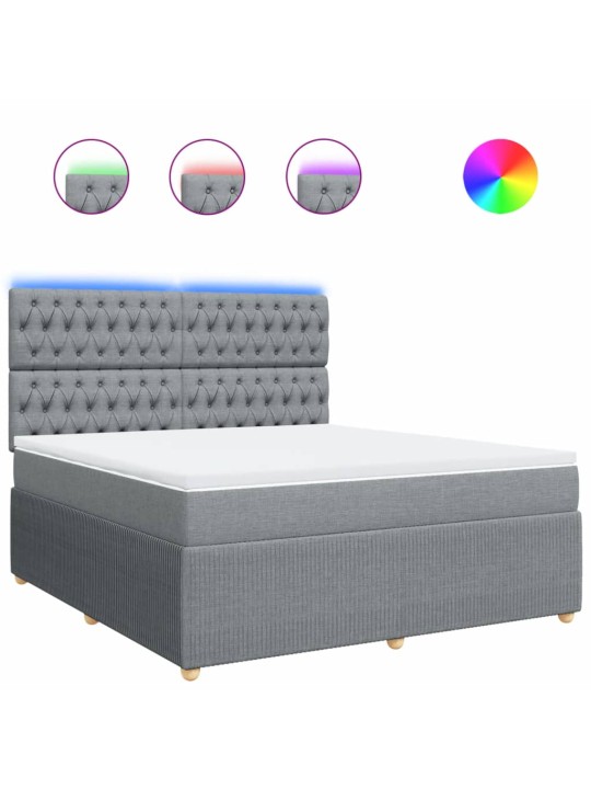 Box spring postel s matrací světle šedá 180 x 200 cm textil