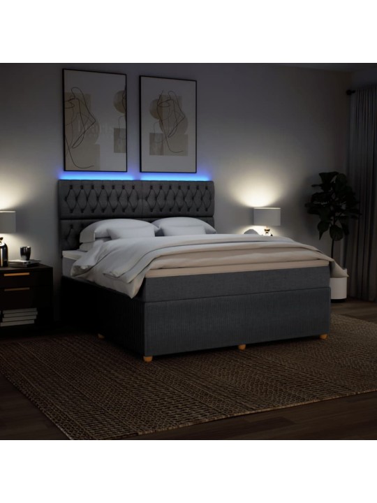 Box spring postel s matrací tmavě šedá 180x200 cm textil