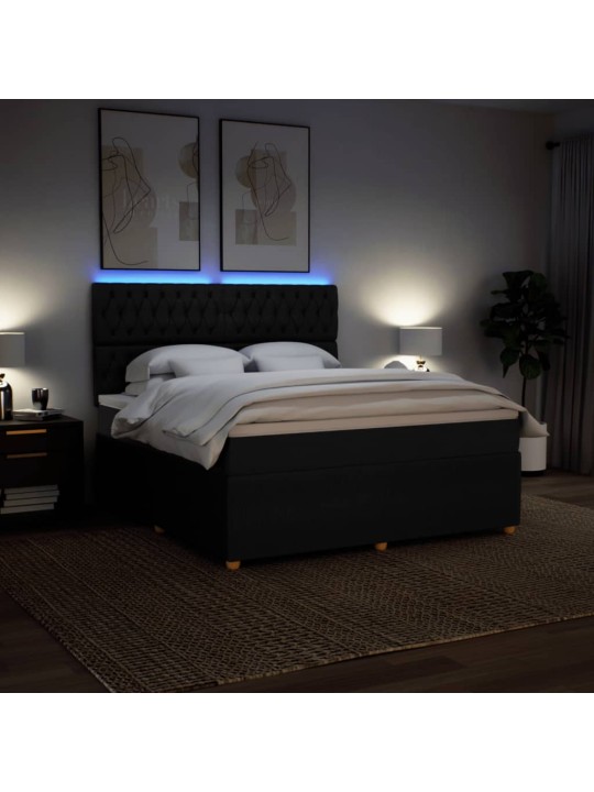 Box spring postel s matrací černá 180x200 cm textil