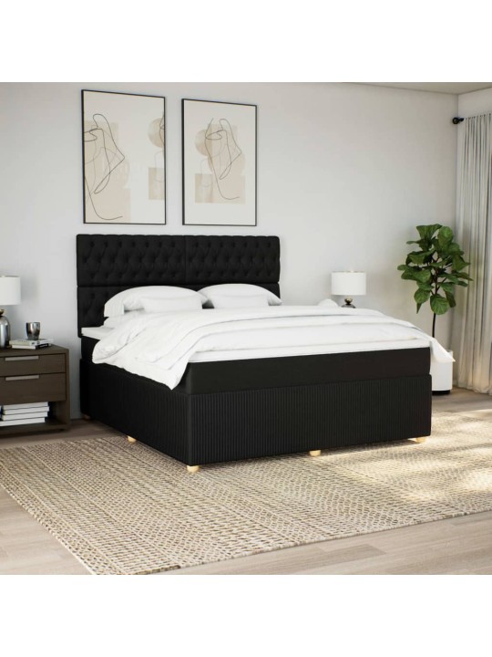 Box spring postel s matrací černá 180x200 cm textil