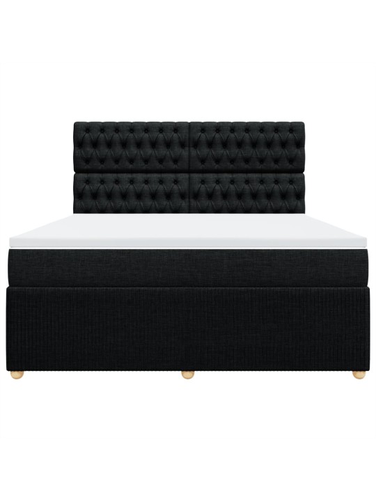 Box spring postel s matrací černá 180x200 cm textil