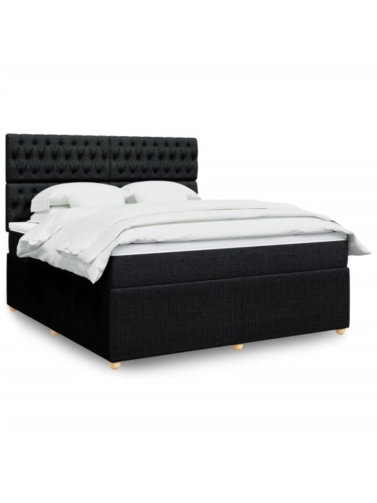 Box spring postel s matrací černá 180x200 cm textil