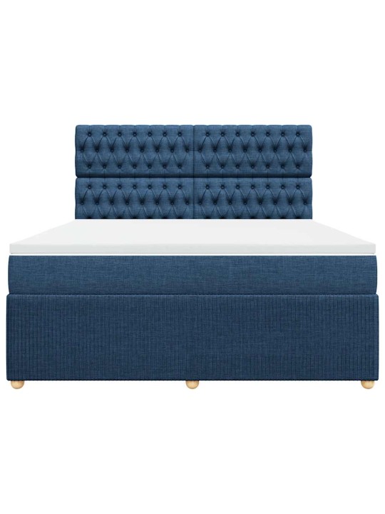 Box spring postel s matrací modrá 180x200 cm textil