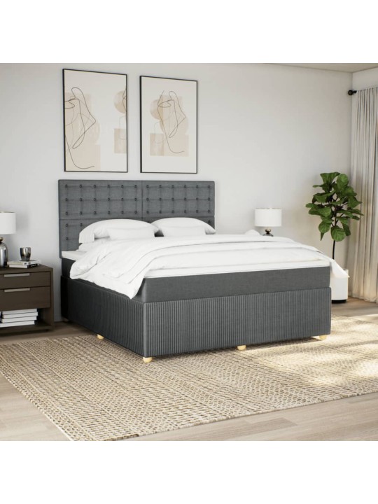 Box spring postel s matrací tmavě šedá 180x200 cm textil