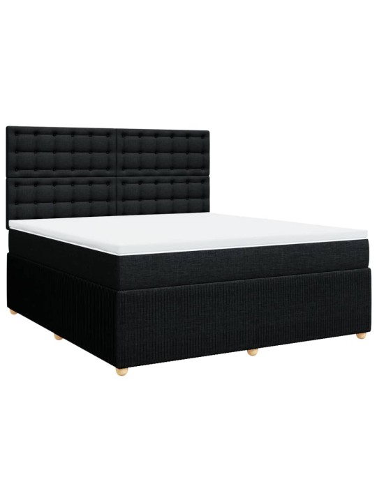 Box spring postel s matrací černá 180x200 cm textil