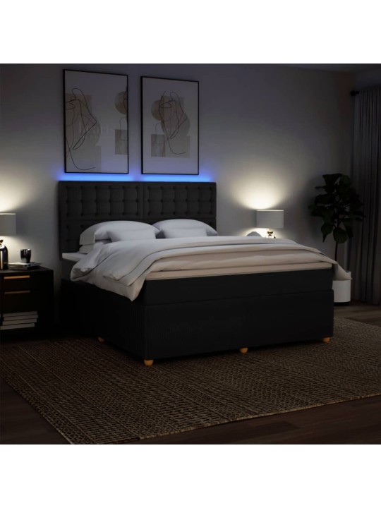 Box spring postel s matrací černá 180x200 cm textil