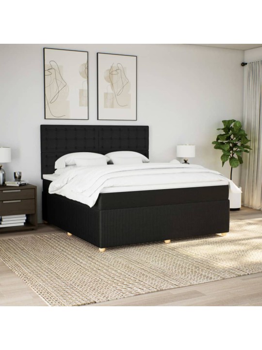 Box spring postel s matrací černá 180x200 cm textil