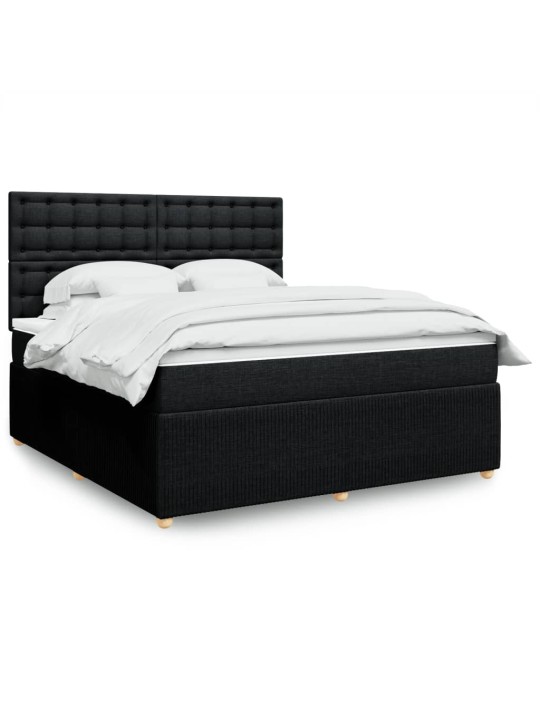 Box spring postel s matrací černá 180x200 cm textil