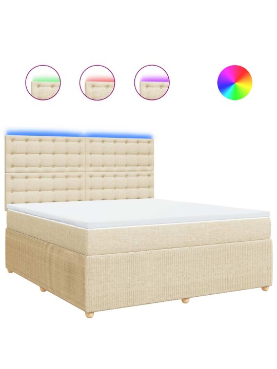 Box spring postel s matrací krémová 180x200 cm textil