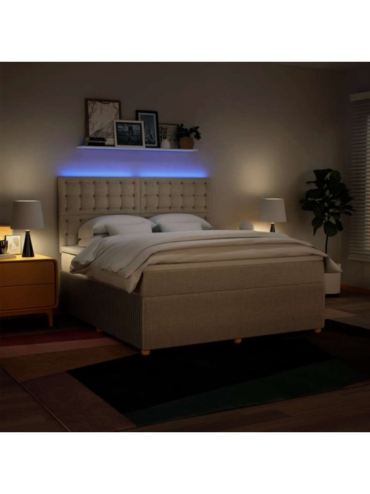 Box spring postel s matrací krémová 180x200 cm textil