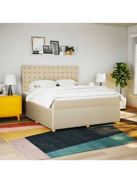Box spring postel s matrací krémová 180x200 cm textil