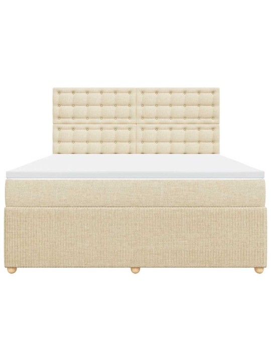 Box spring postel s matrací krémová 180x200 cm textil