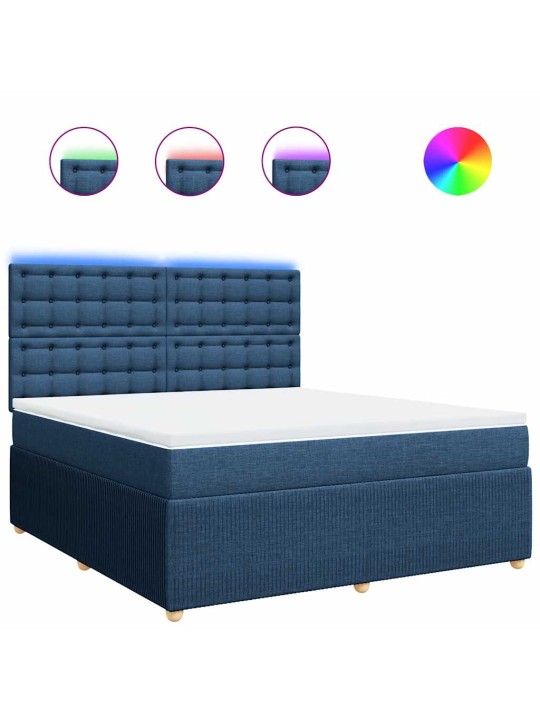 Box spring postel s matrací modrá 180x200 cm textil