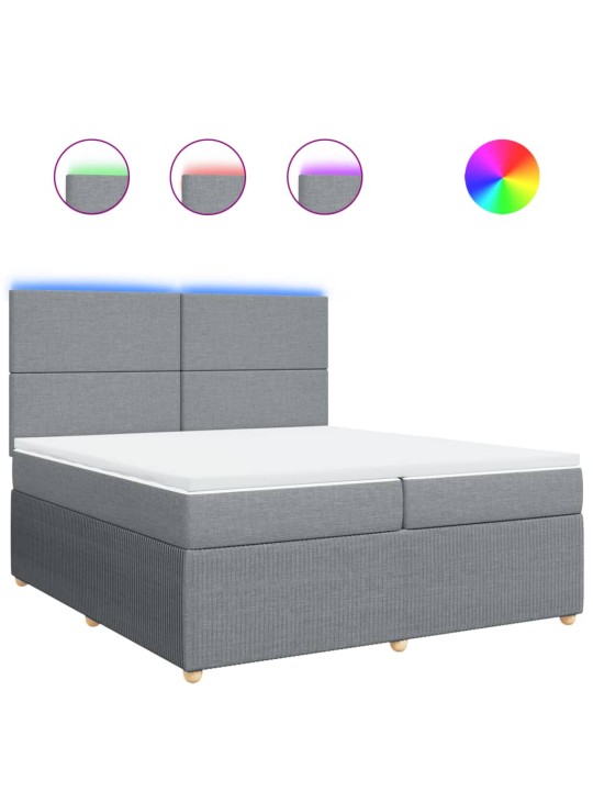 Box spring postel s matrací světle šedá 200 x 200 cm textil