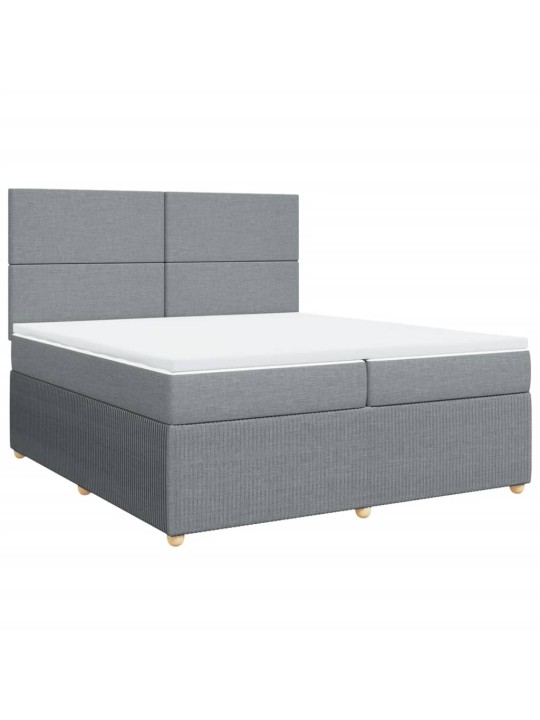 Box spring postel s matrací světle šedá 200 x 200 cm textil