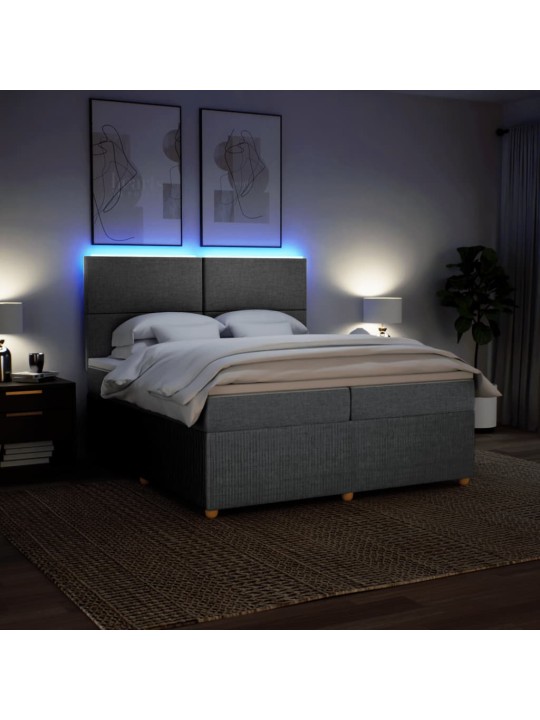 Box spring postel s matrací světle šedá 200 x 200 cm textil