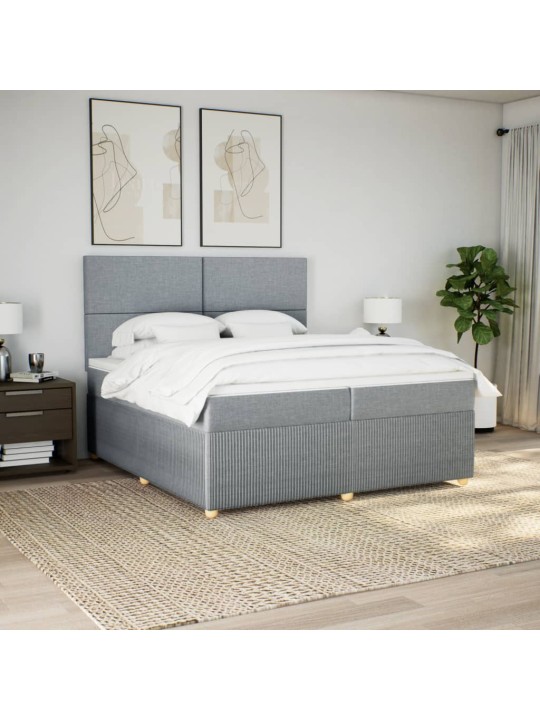 Box spring postel s matrací světle šedá 200 x 200 cm textil