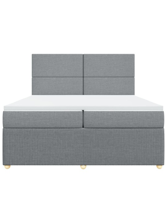 Box spring postel s matrací světle šedá 200 x 200 cm textil