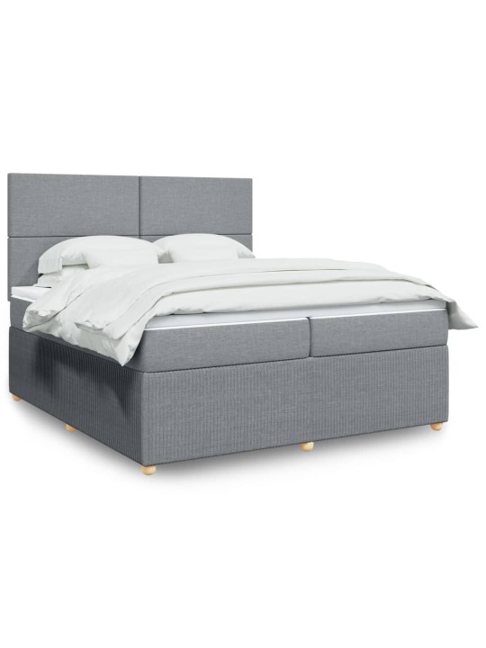 Box spring postel s matrací světle šedá 200 x 200 cm textil
