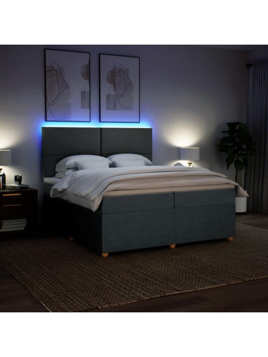 Box spring postel s matrací tmavě šedá 200x200 cm textil