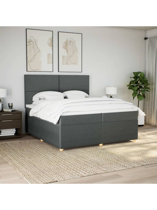 Box spring postel s matrací tmavě šedá 200x200 cm textil