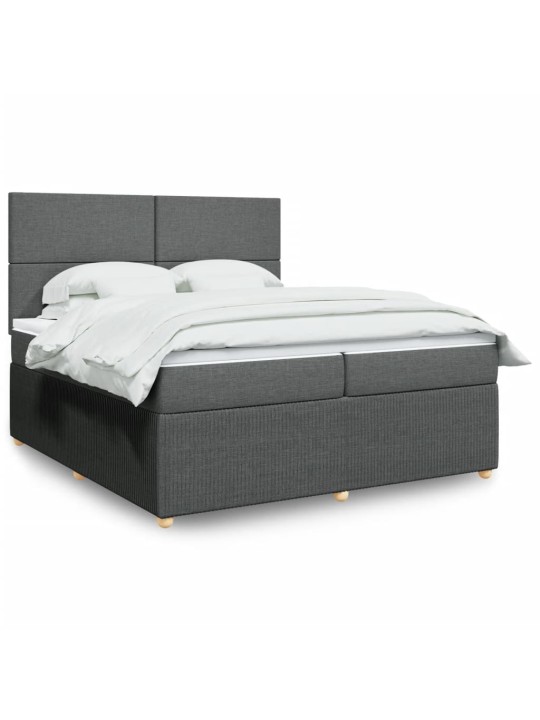 Box spring postel s matrací tmavě šedá 200x200 cm textil