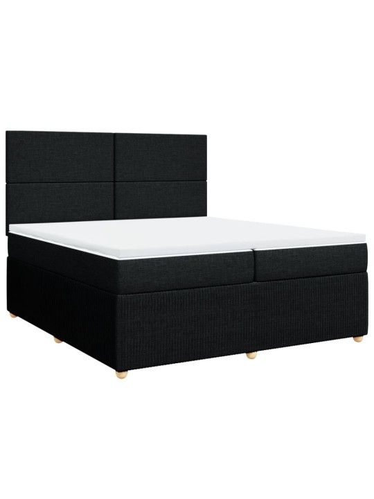 Box spring postel s matrací černá 200x200 cm textil