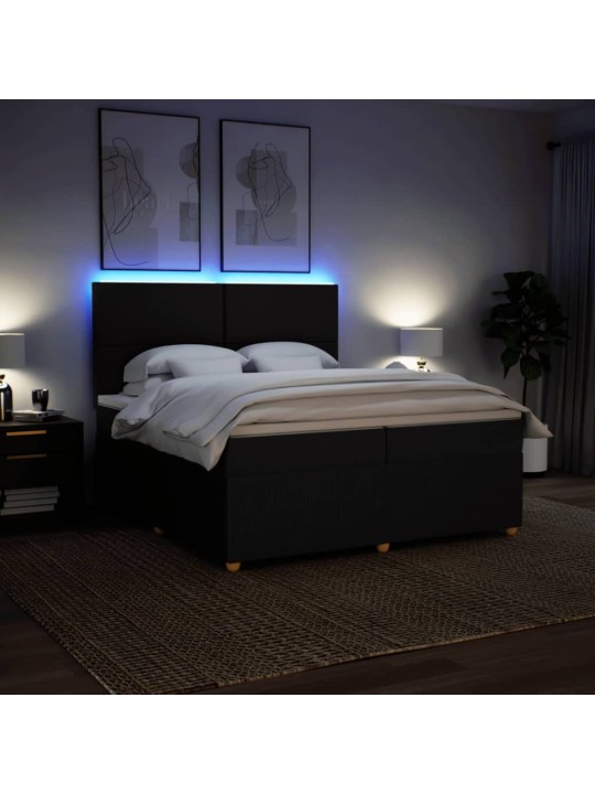 Box spring postel s matrací černá 200x200 cm textil