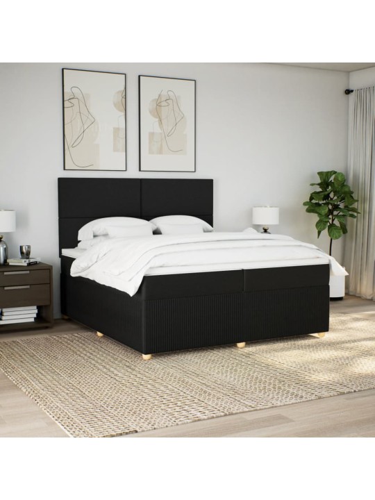 Box spring postel s matrací černá 200x200 cm textil