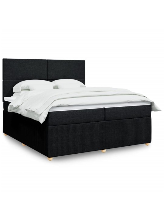 Box spring postel s matrací černá 200x200 cm textil