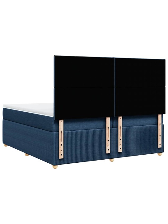 Box spring postel s matrací modrá 200x200 cm textil