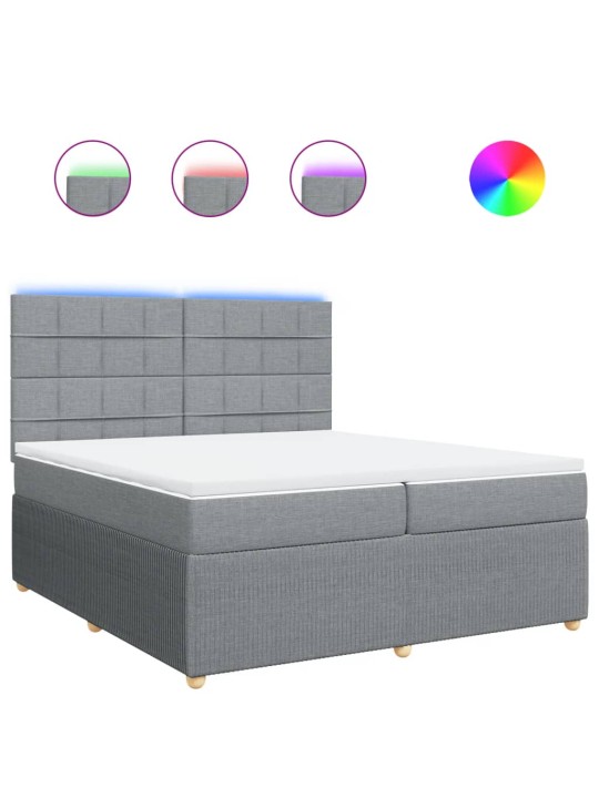 Box spring postel s matrací světle šedá 200 x 200 cm textil