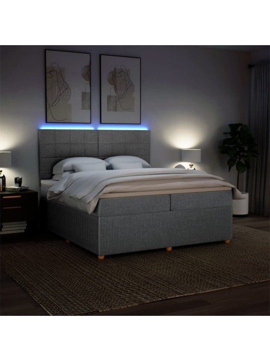Box spring postel s matrací světle šedá 200 x 200 cm textil