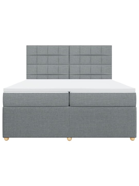 Box spring postel s matrací světle šedá 200 x 200 cm textil