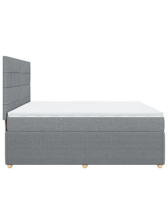 Box spring postel s matrací světle šedá 200 x 200 cm textil