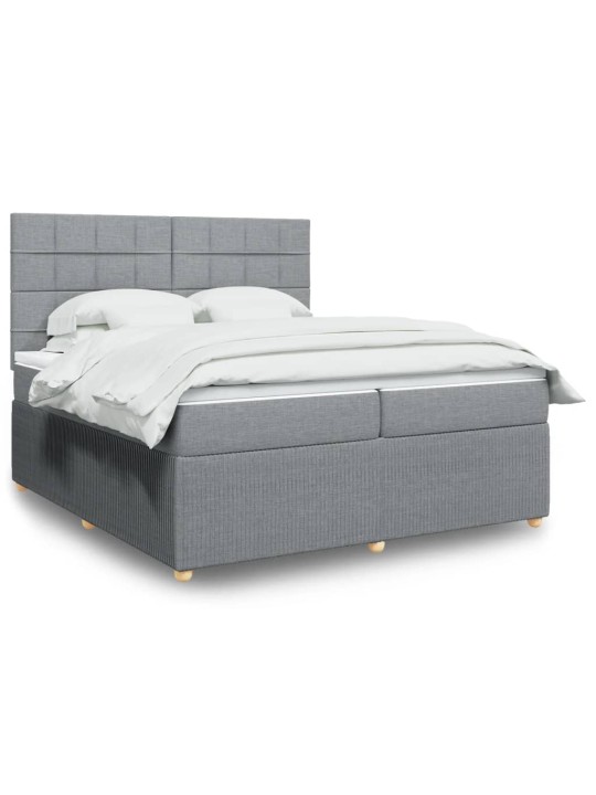 Box spring postel s matrací světle šedá 200 x 200 cm textil