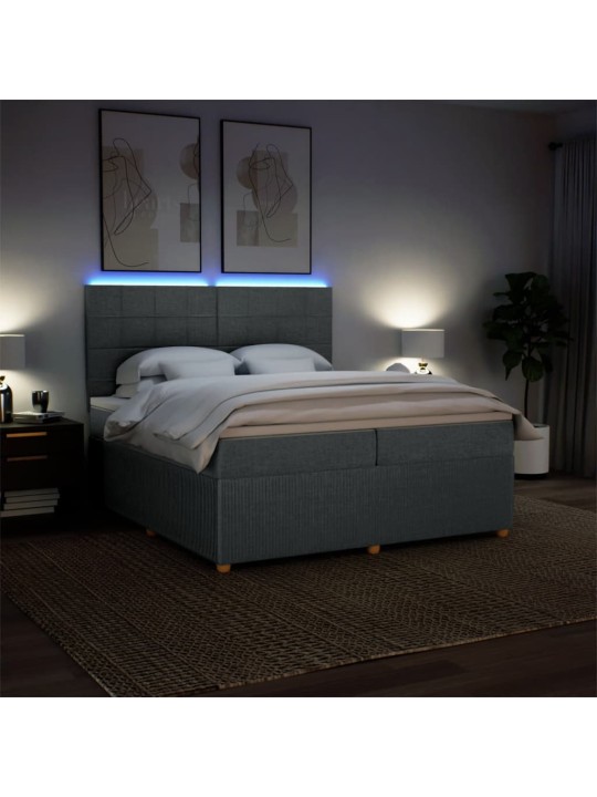 Box spring postel s matrací tmavě šedá 200x200 cm textil
