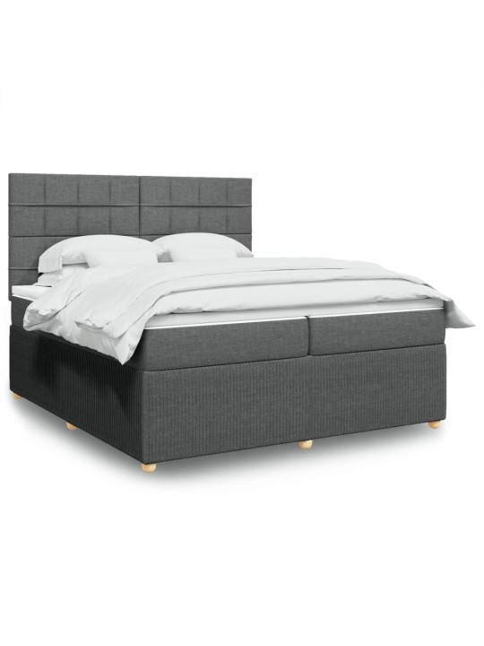 Box spring postel s matrací tmavě šedá 200x200 cm textil