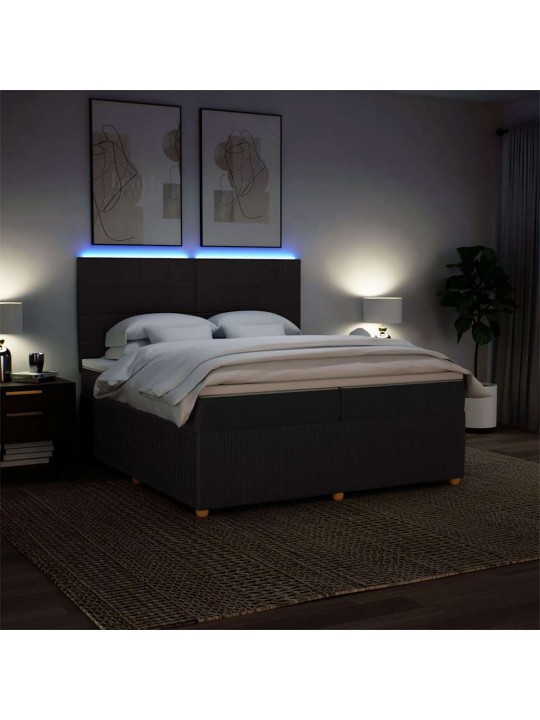 Box spring postel s matrací černá 200x200 cm textil