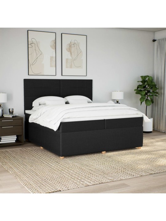 Box spring postel s matrací černá 200x200 cm textil