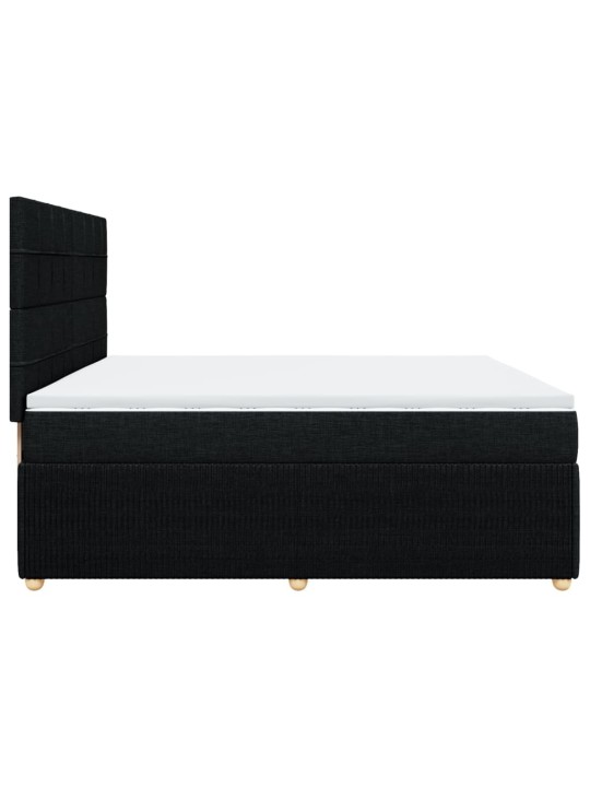 Box spring postel s matrací černá 200x200 cm textil