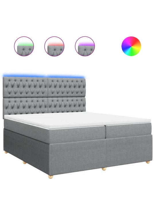 Box spring postel s matrací světle šedá 200 x 200 cm textil