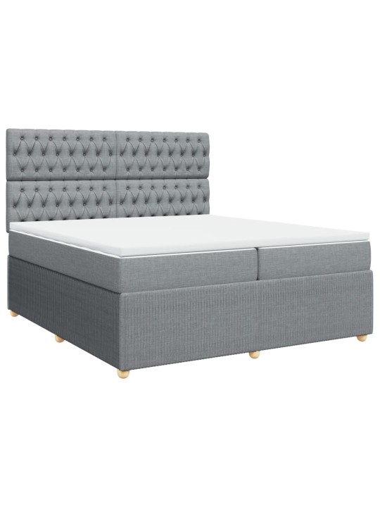 Box spring postel s matrací světle šedá 200 x 200 cm textil