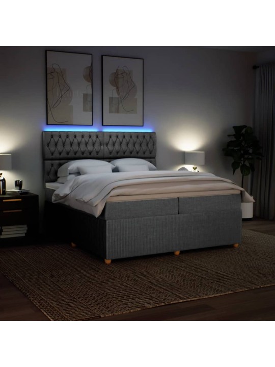 Box spring postel s matrací světle šedá 200 x 200 cm textil