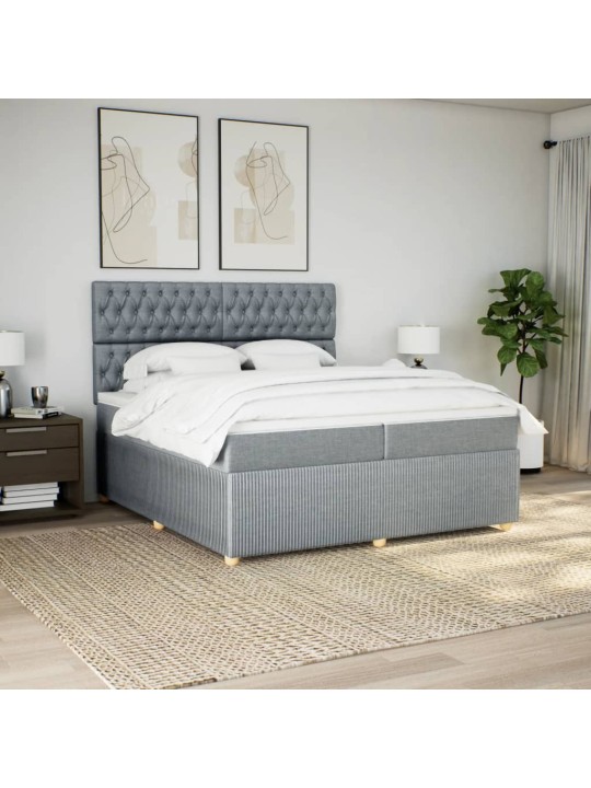 Box spring postel s matrací světle šedá 200 x 200 cm textil