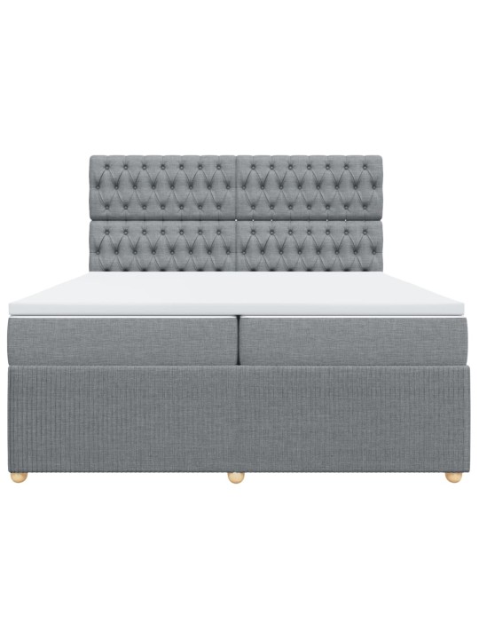 Box spring postel s matrací světle šedá 200 x 200 cm textil