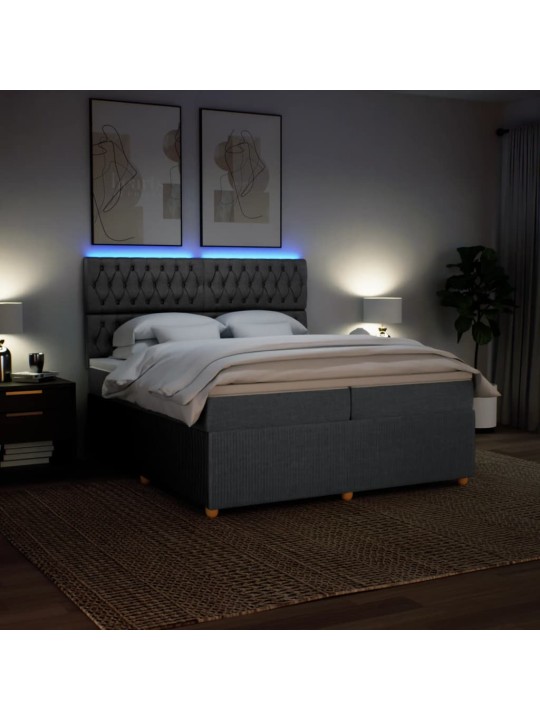 Box spring postel s matrací tmavě šedá 200x200 cm textil