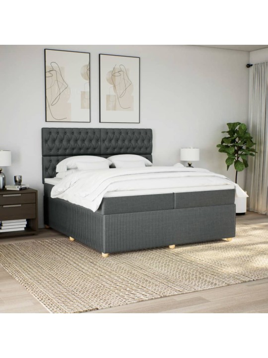 Box spring postel s matrací tmavě šedá 200x200 cm textil
