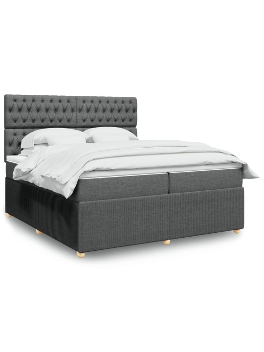 Box spring postel s matrací tmavě šedá 200x200 cm textil